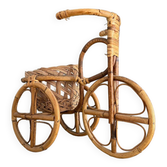 Rattan plant holder tricycle and basket