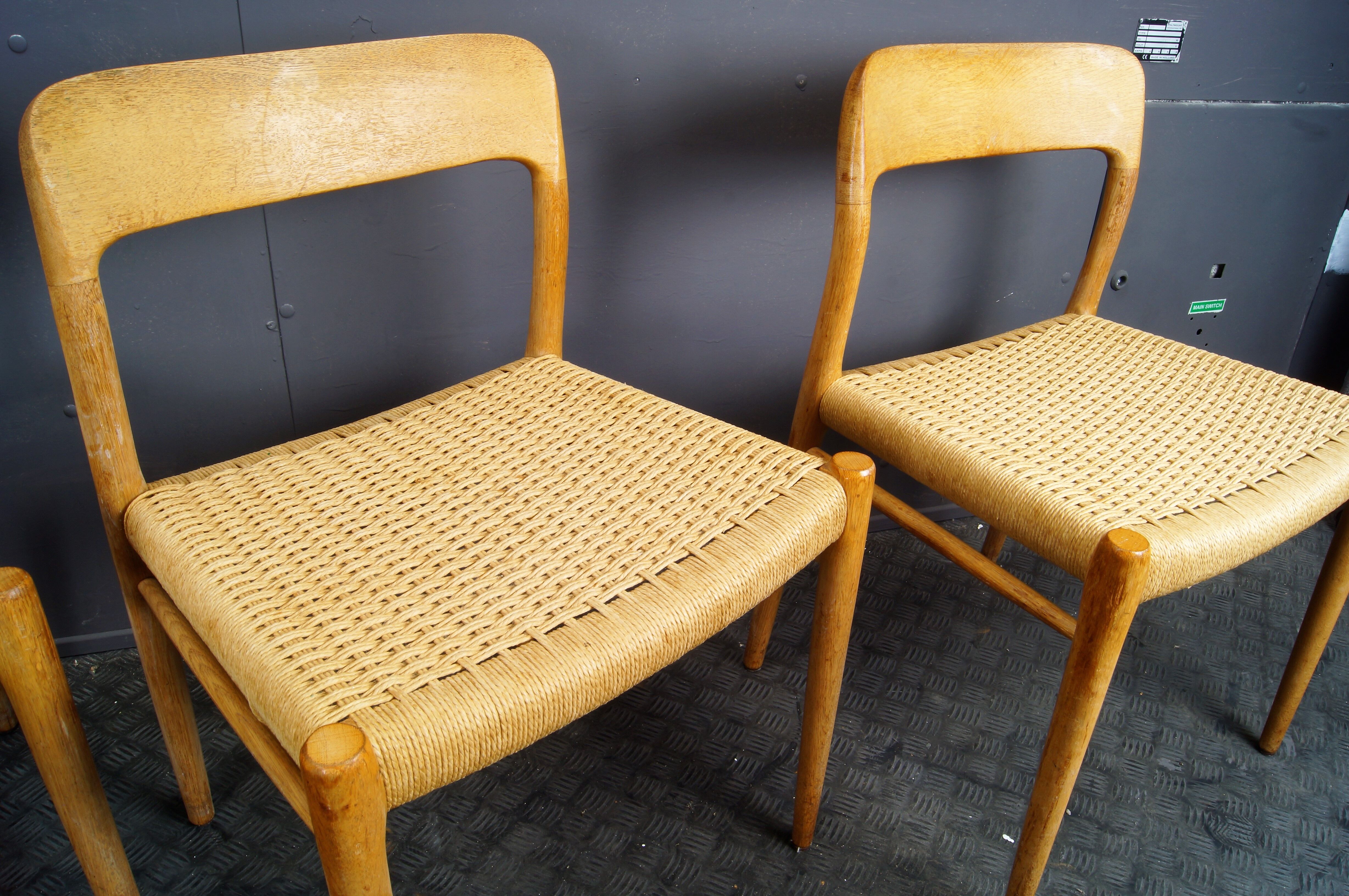 4 chairs by Niels Otto Moller, model 75 for J.L. Mollers Mobelfabrik