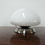 Lampe de table en verre blanc des années 70 avec interrupteur tactile