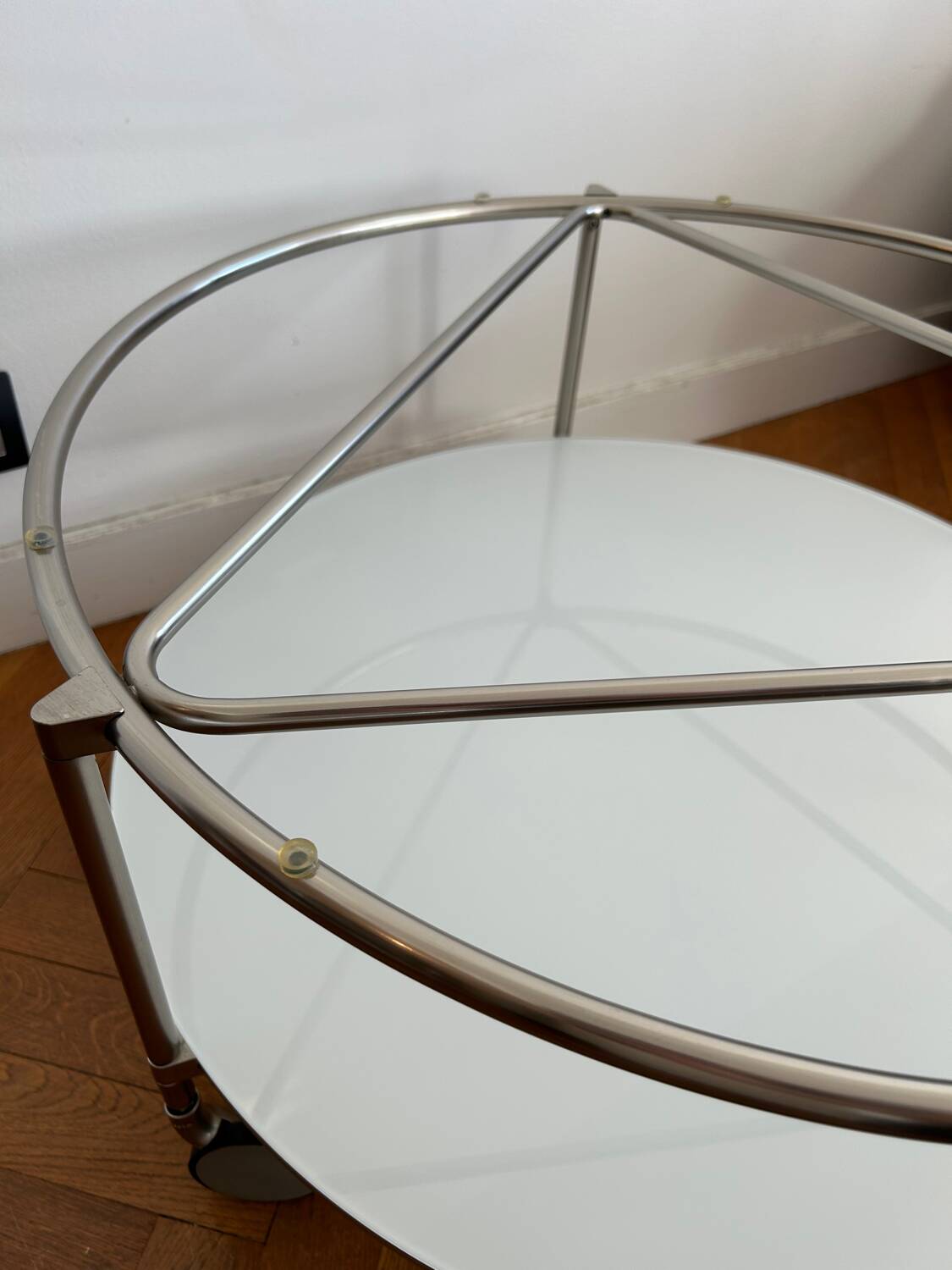 IKEA white glass coffee table by Ehlen Johansson, 1980s