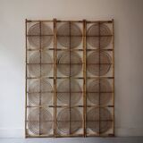 Peacock screen in rattan and bamboo
