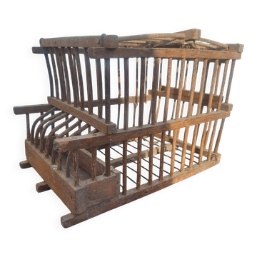 Old wooden bird transport cage