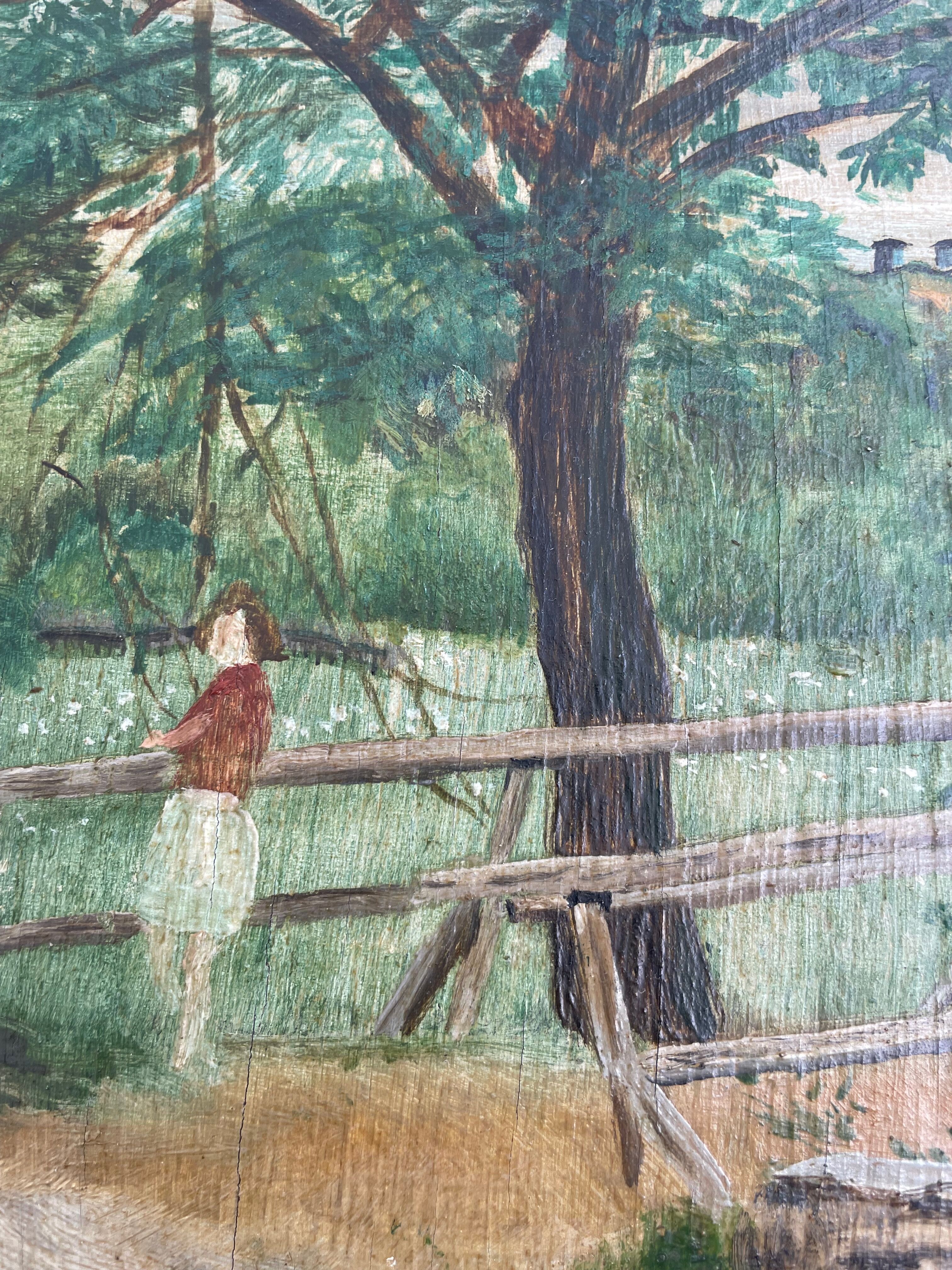 Painting old painting 1946 Lamy Vacances Haute Garonne
