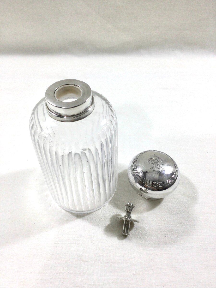 Crystal and silver toilet bottle Saglier Frères