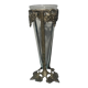 Antique Art Nouveau vase in patinated bronze metal with removable glass.