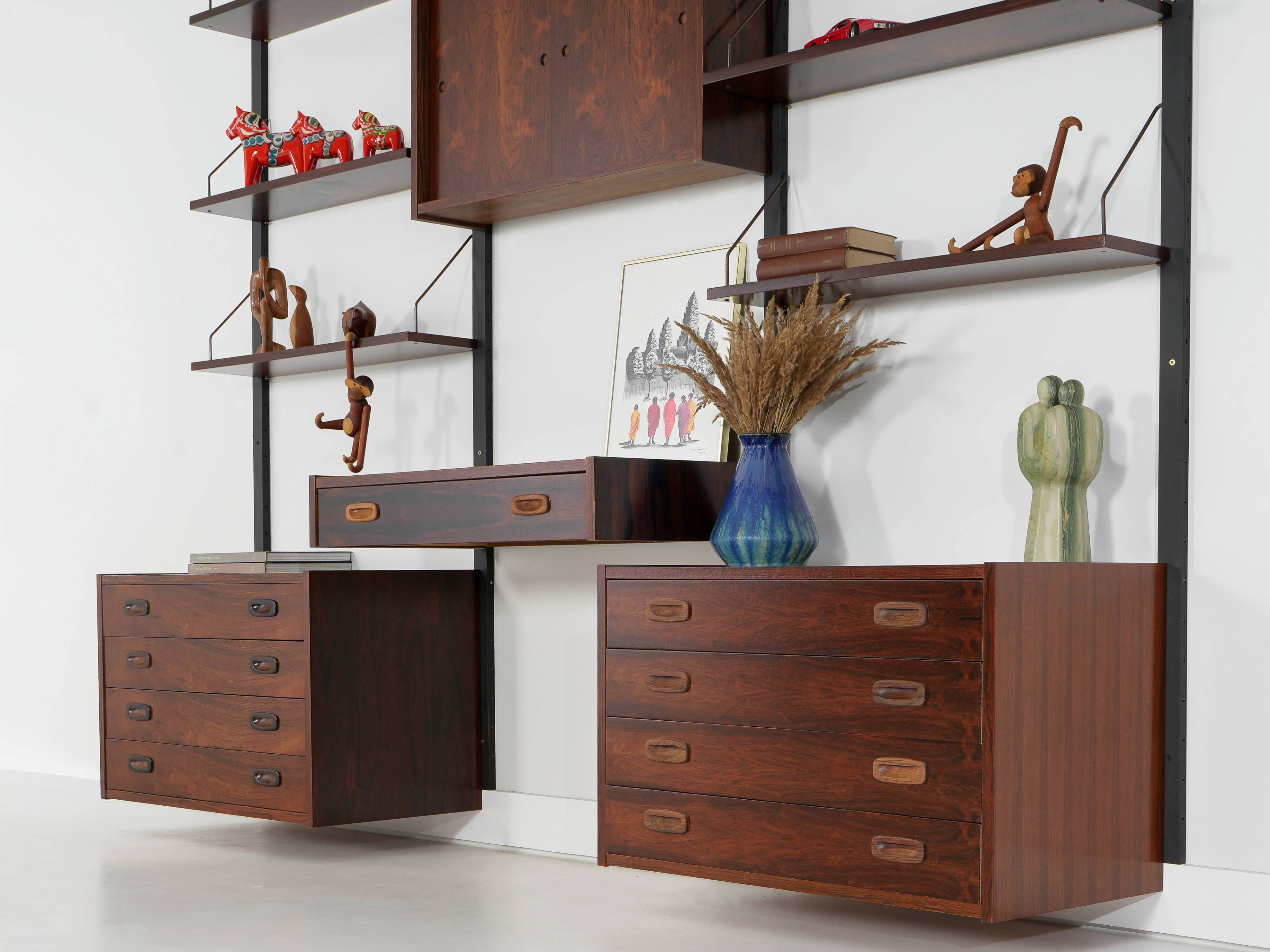 PS System Modular Shelving, Rosewood Veneer, Danish, 1960s