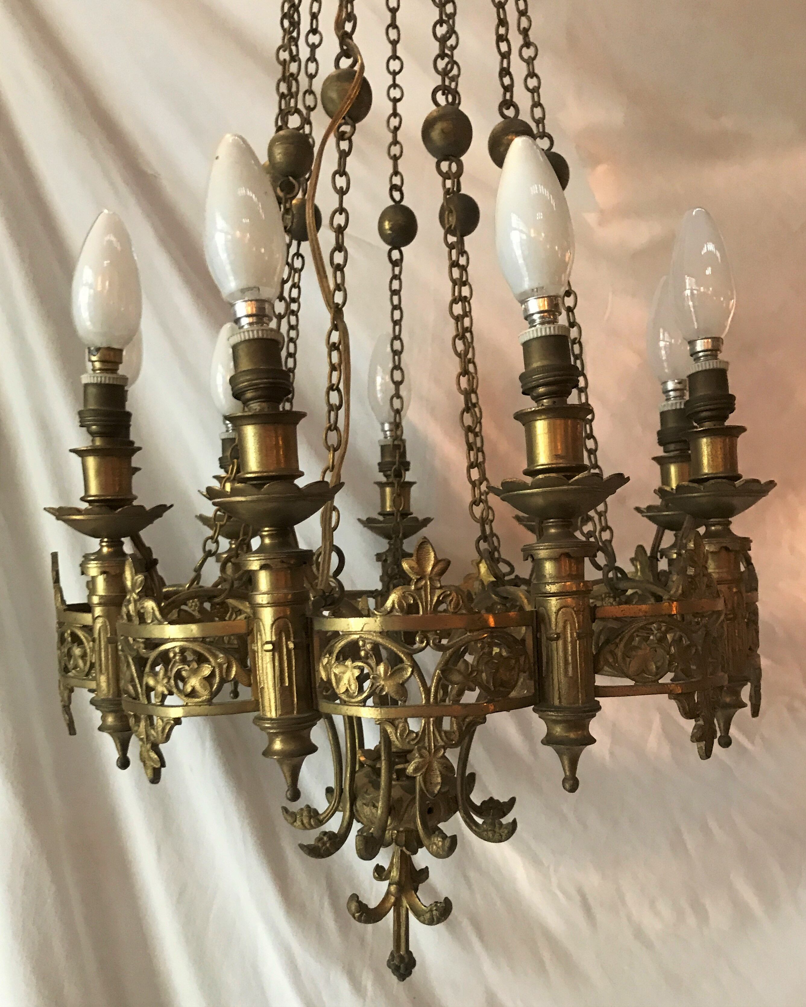 Brass chandelier 9 fires