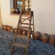 Antique wooden carpenter's stepladder, traces of paint, treated, 110 cm