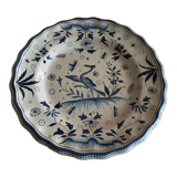 Plate faience moustier decor bird
