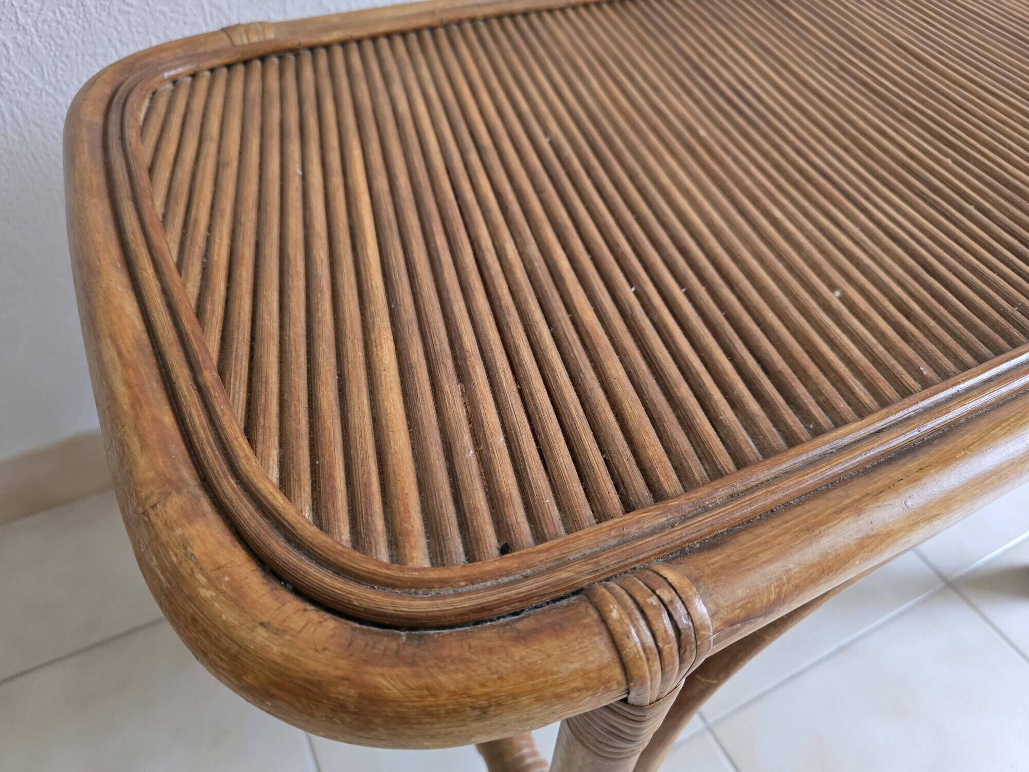 Vintage coffee table in rattan and cane – 1960s/70s