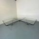 Table Basse Moderniste Furtive en Acier et Verre, Italie, années 1980