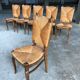 Chaises avec jonc en bois de chêne, France années 1950, Set de 6