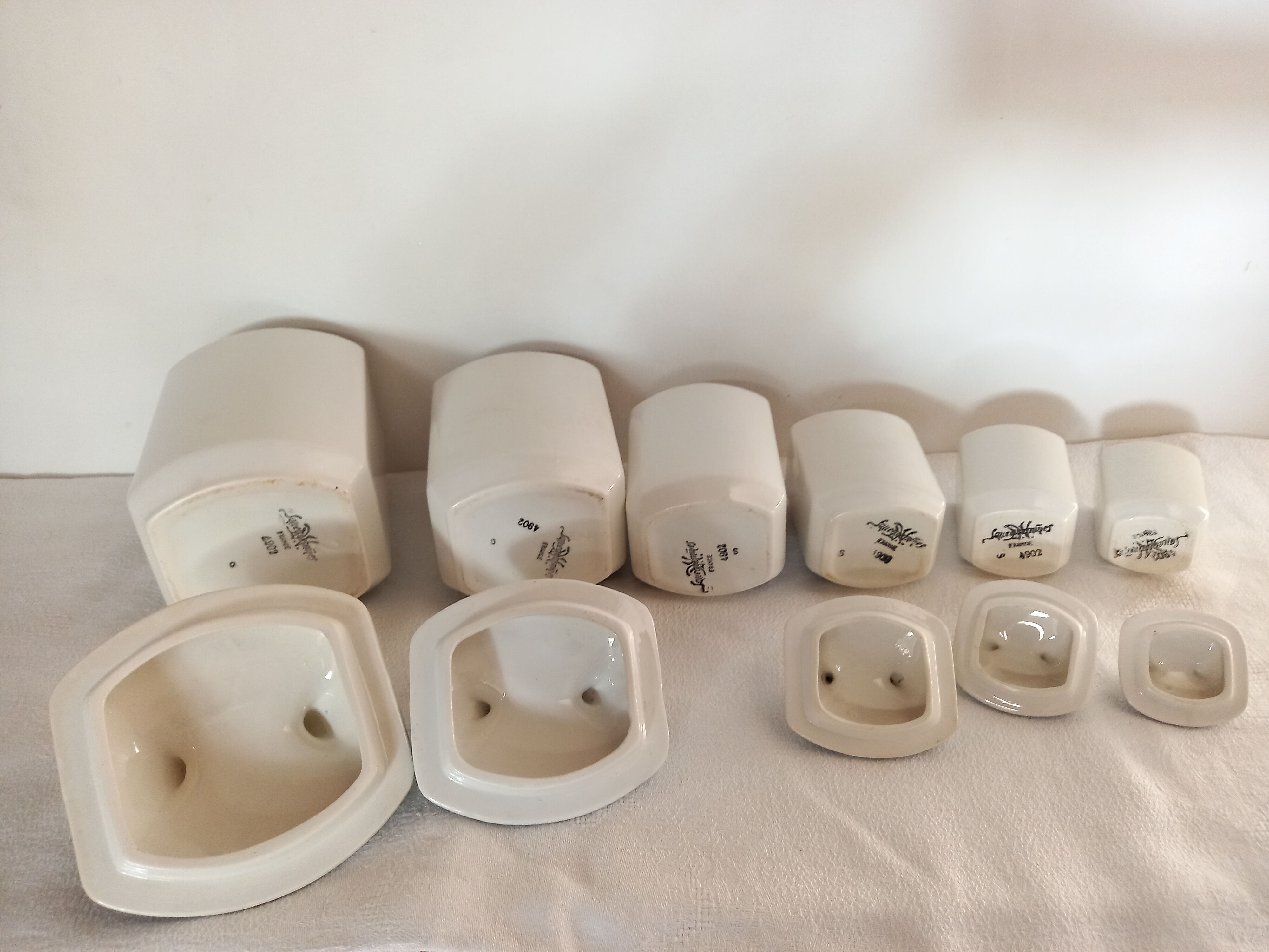 Series of 6 Sarreguemines spice jars