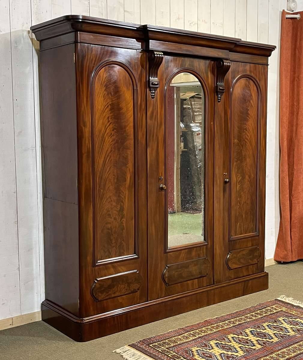 Victorian mahogany dressing wardrobe from the 19th century.