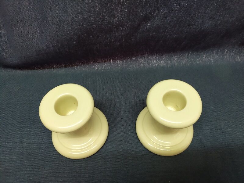 Bougeoirs porcelaine blanc écru Lot de 2