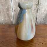 Old mougin style vase ceramic beige crystallized enamel blue france