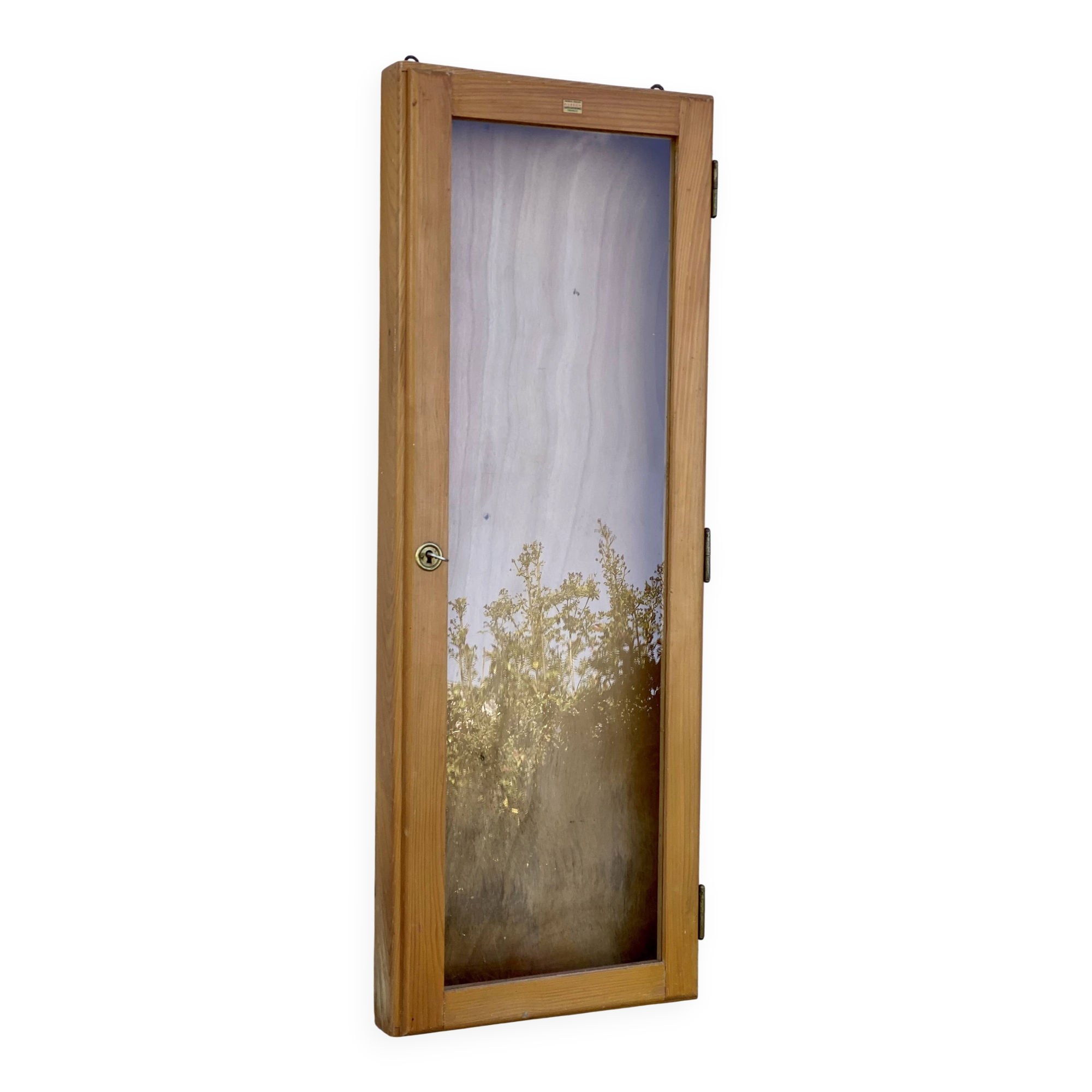 Vintage wall display cabinet 1960s light wood