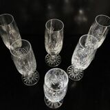 6 vintage crystal champagne flutes by etzel