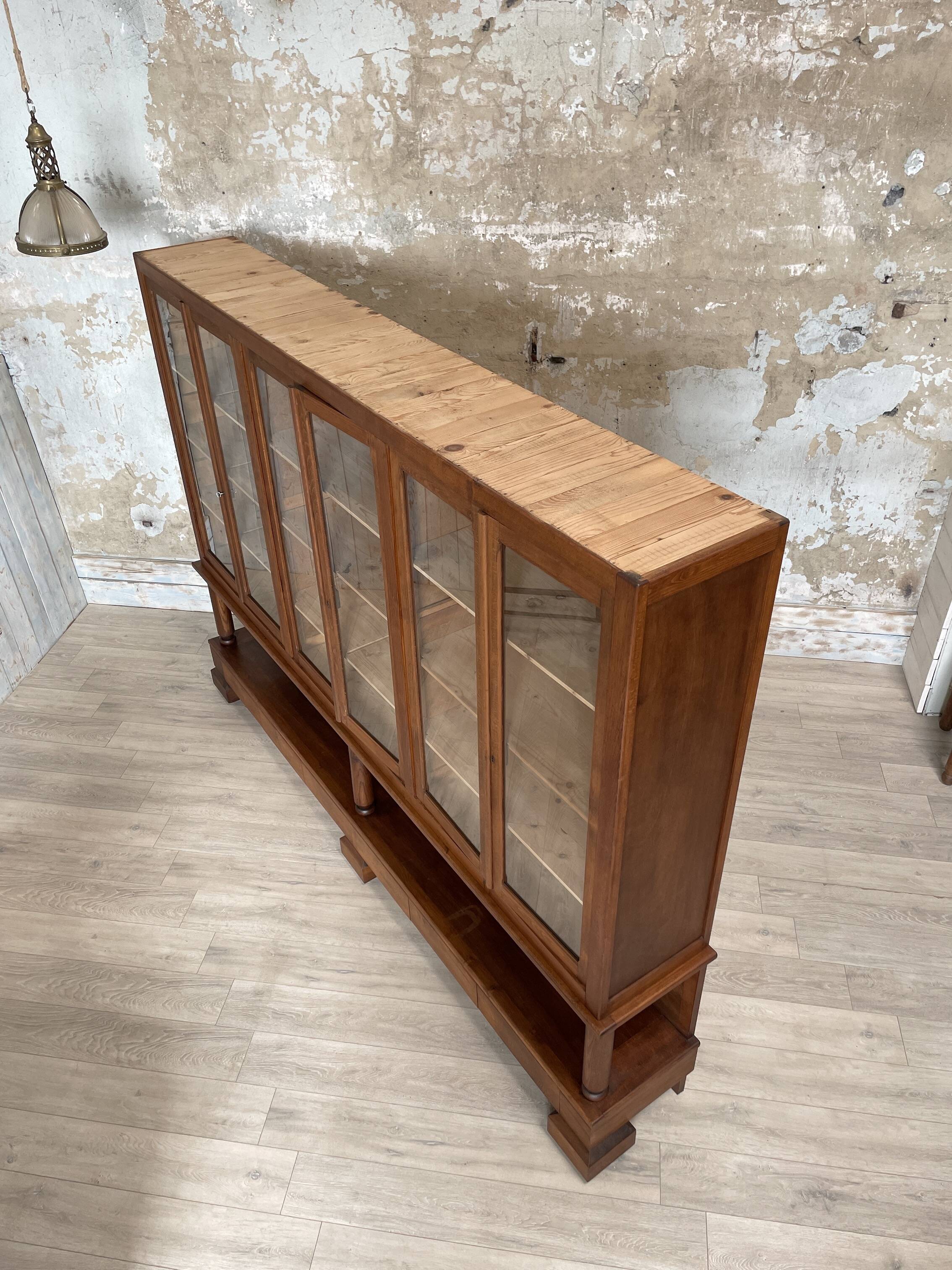 Solid wood display cabinet.