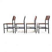 Ensemble de 4 chaises industrielles, Pays-Bas années 1970