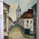 Oil painting on canvas church street 20th century
