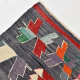 6x9 Red & Grey Orientel Large Kilim Rug, Vintage Wool Kilim Rug, 170x267Cm