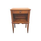 French Oak Bedside Table With Drawer, 1940s