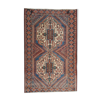 Handwoven wool antique persian area rug 124x250cm