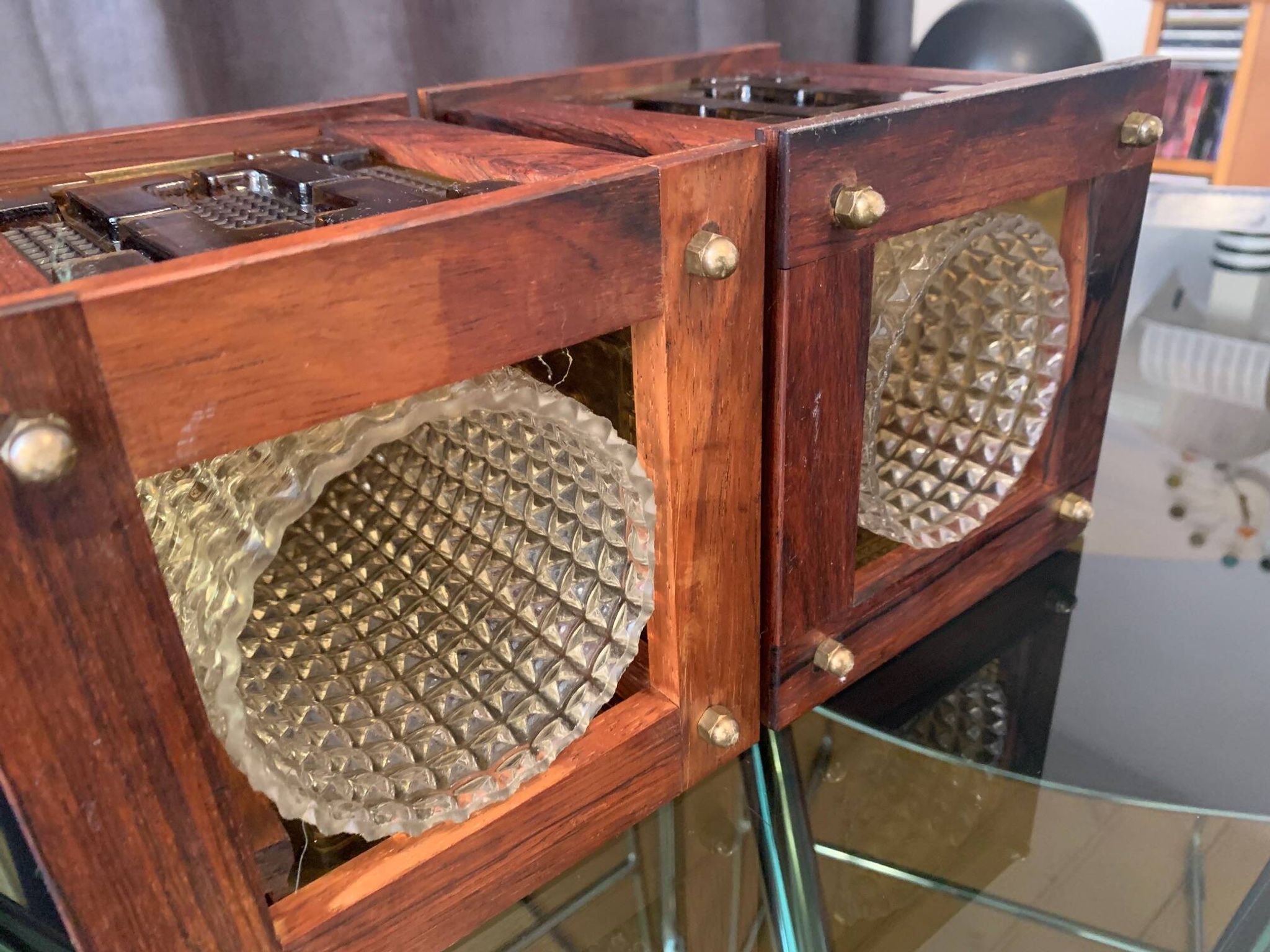 A pair of ceiling lamps designed by Erik Höglund, Kosta Boda, Sweden, 1960s