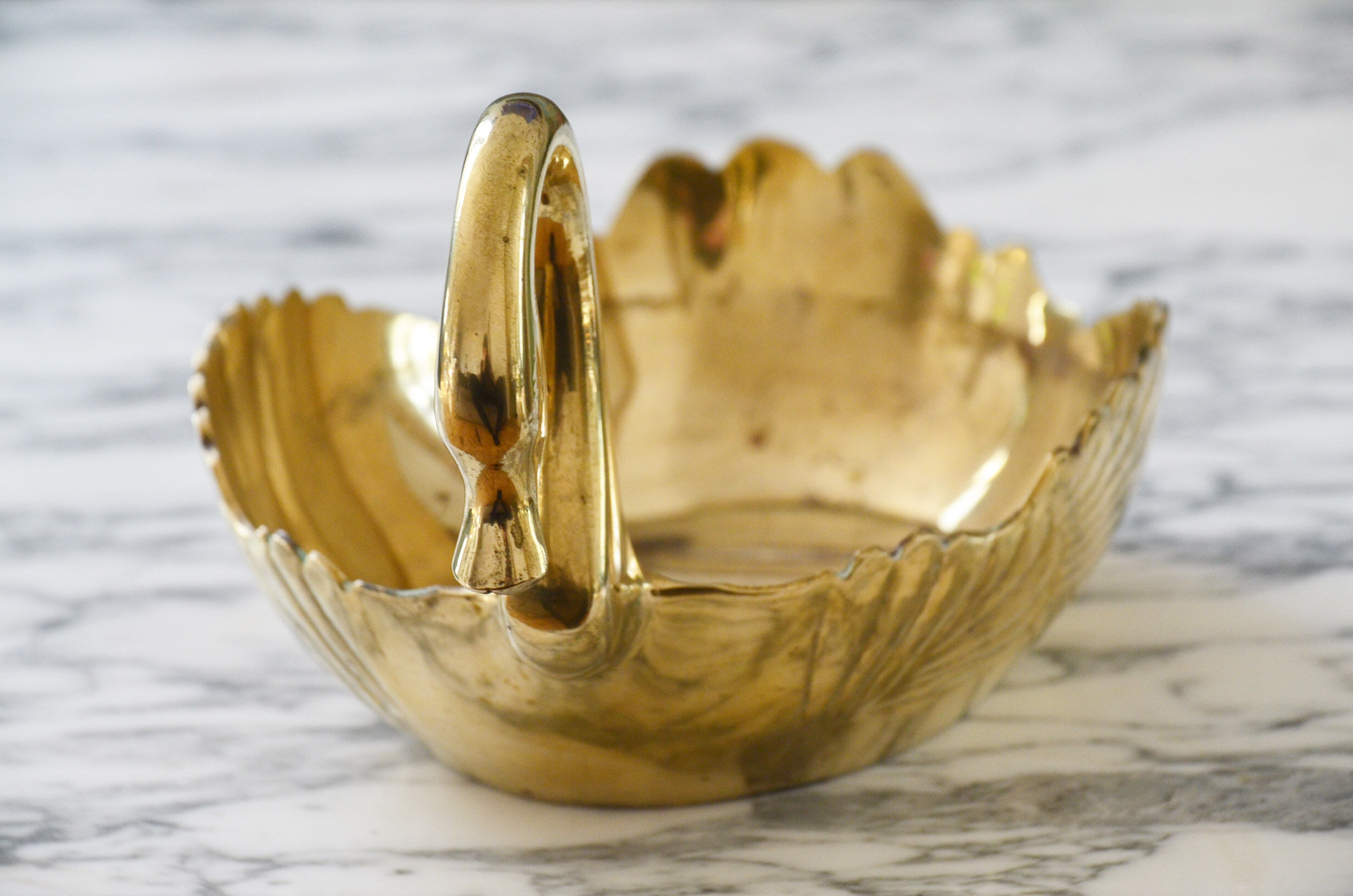Swan brass trinket bowl from the 60/70