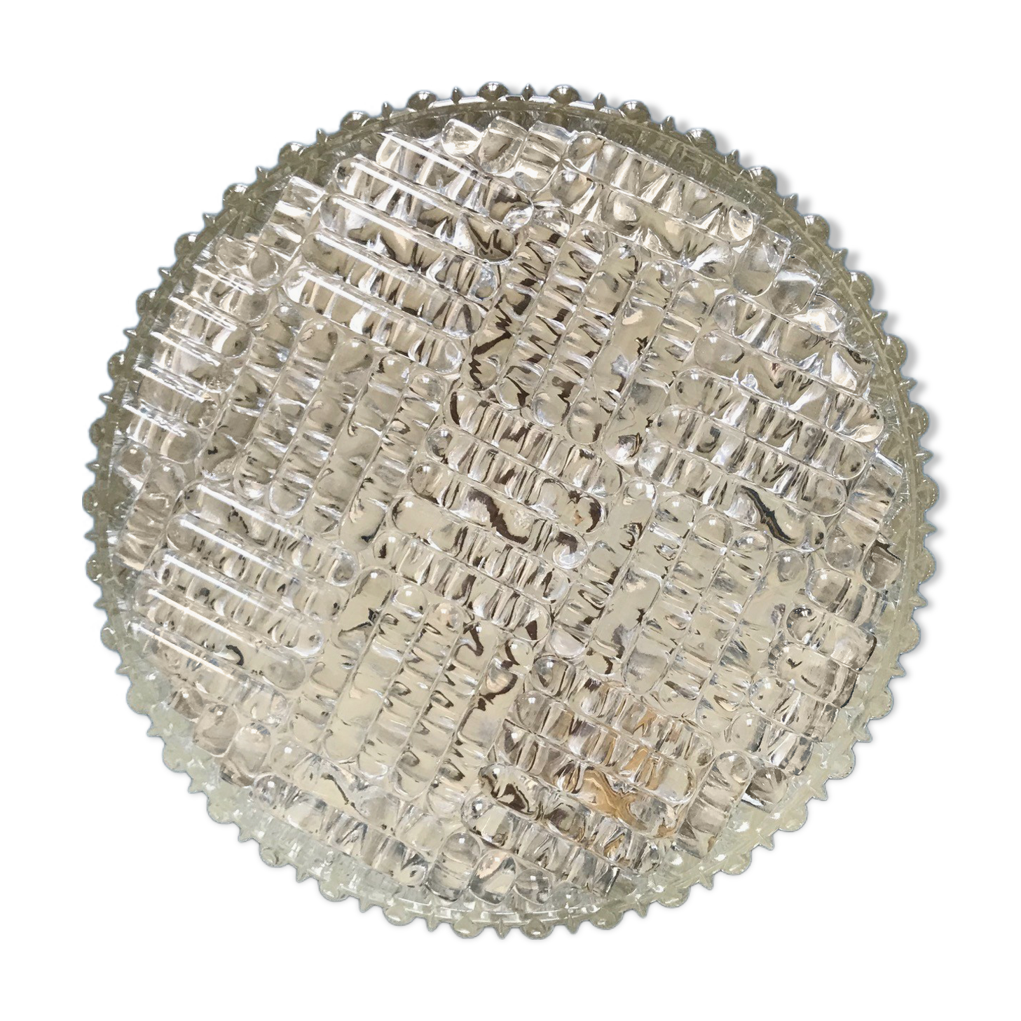 Round glass laminated ceiling light 1960