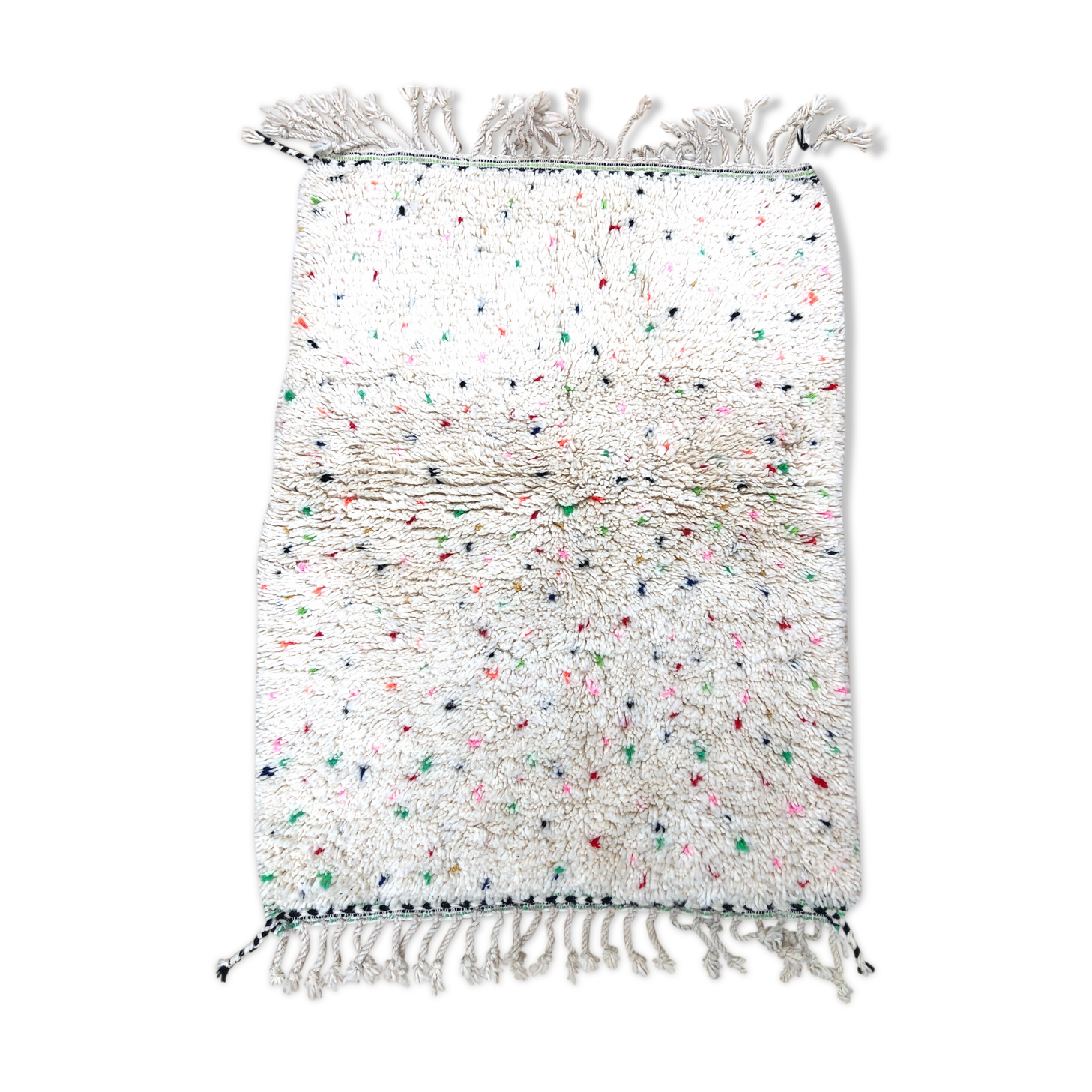 Berber carpet Beni Ouarain with colorful polka dots 1.38 x 1.03m