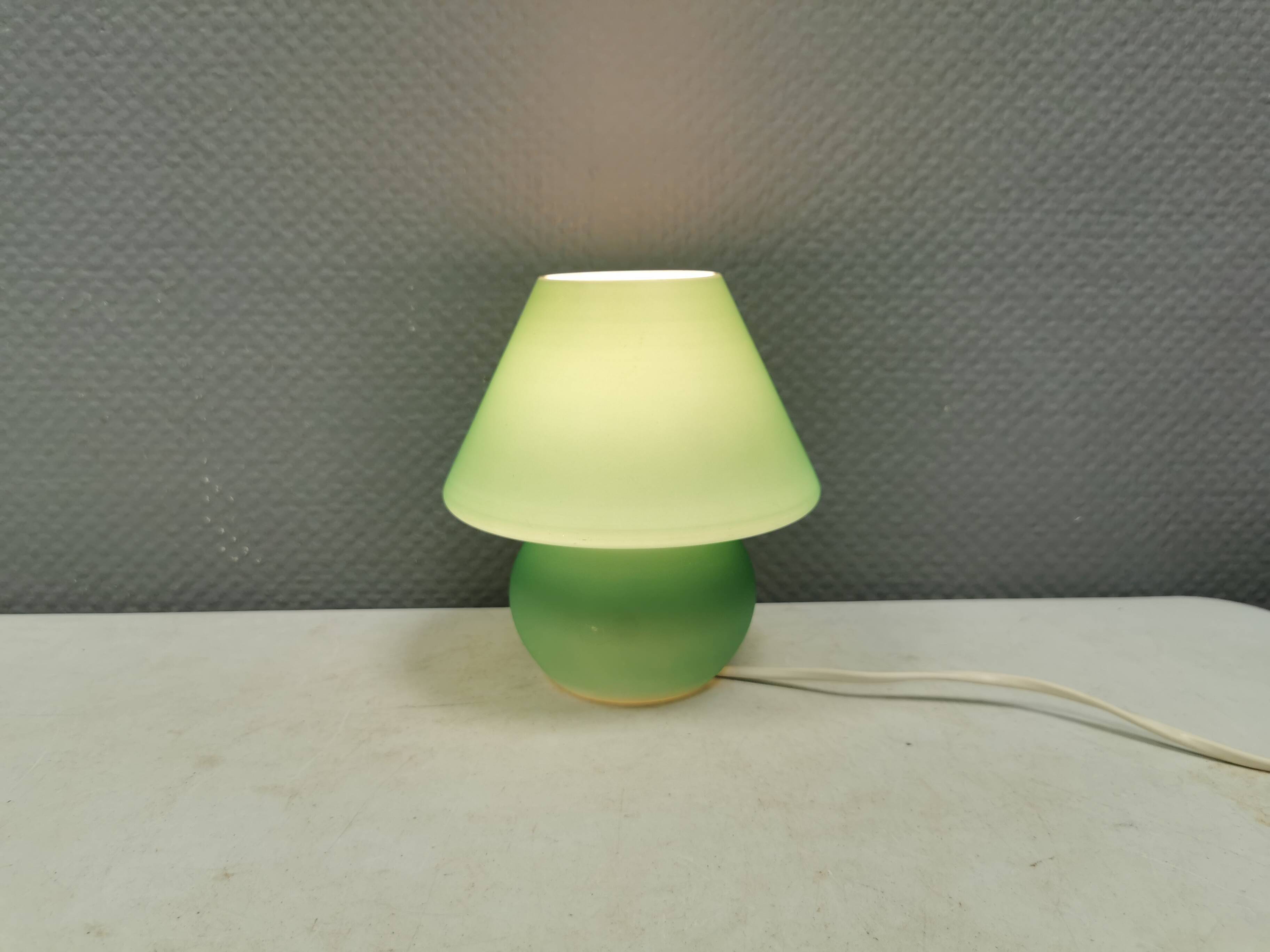Retro green 'mushroom' table lamp, Danish from the 1980s-90s.