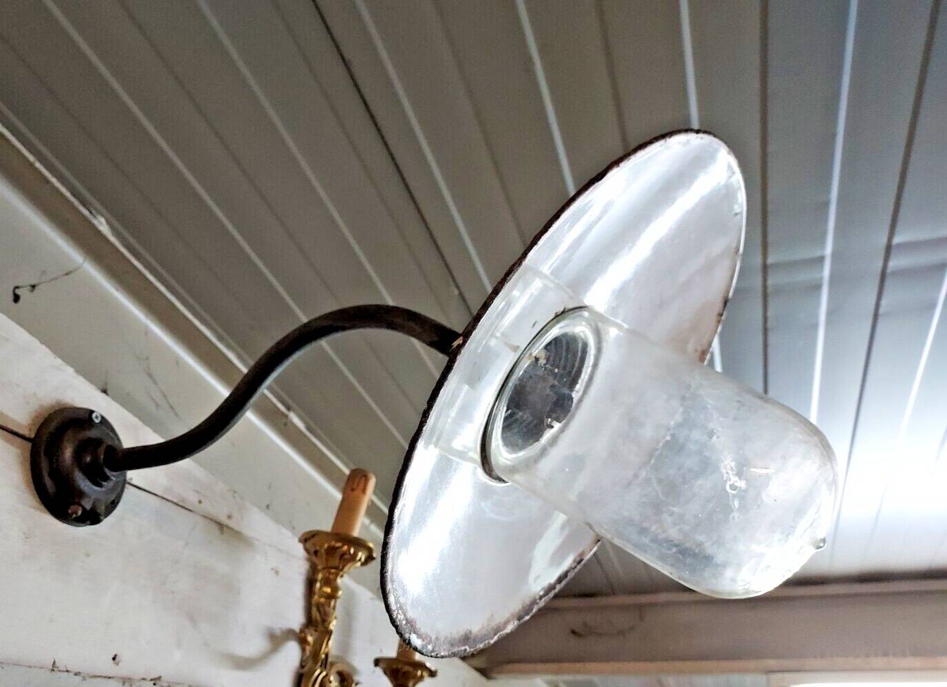 industrial iron swan neck wall light