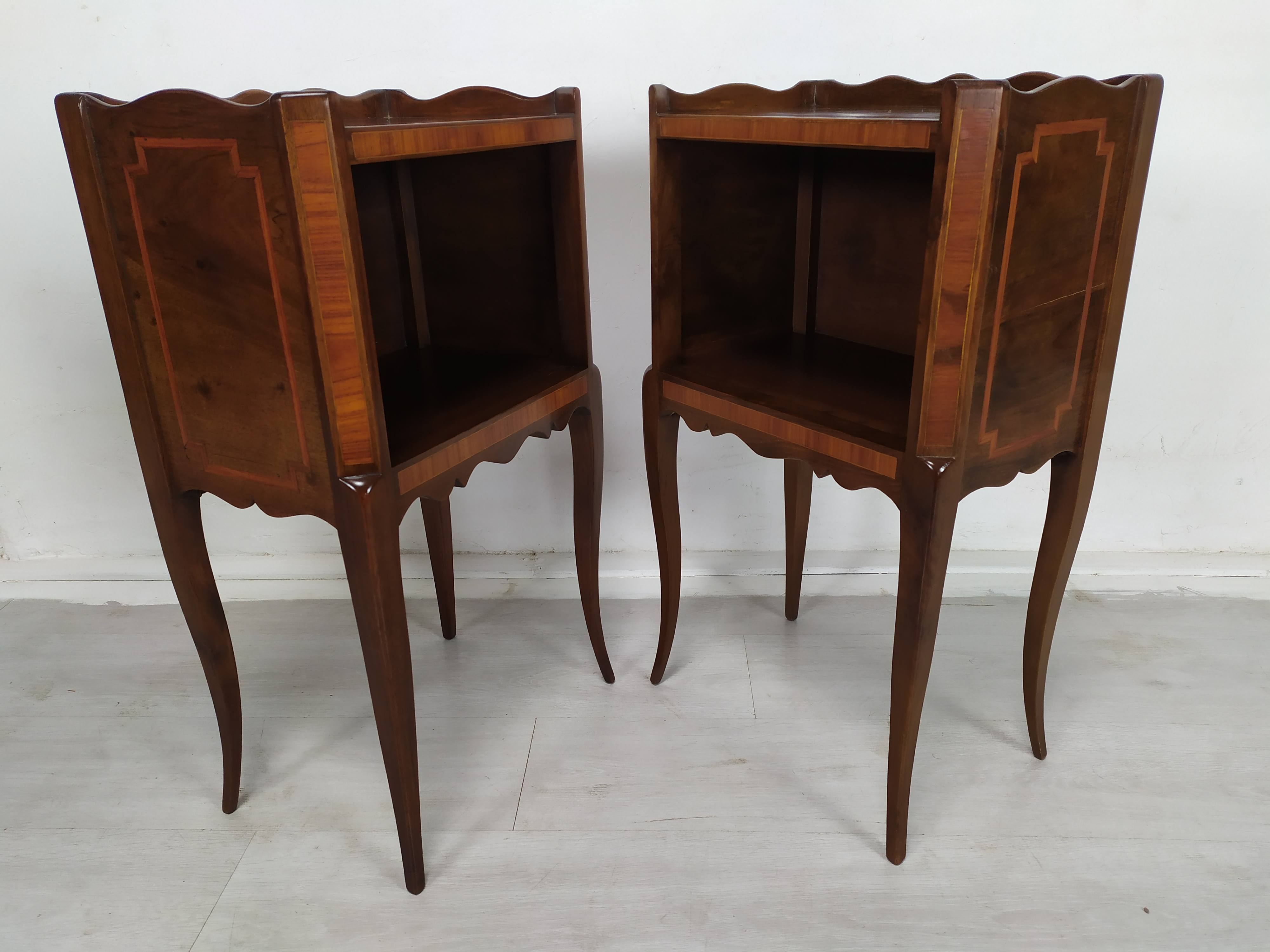Marquetry bedside tables
