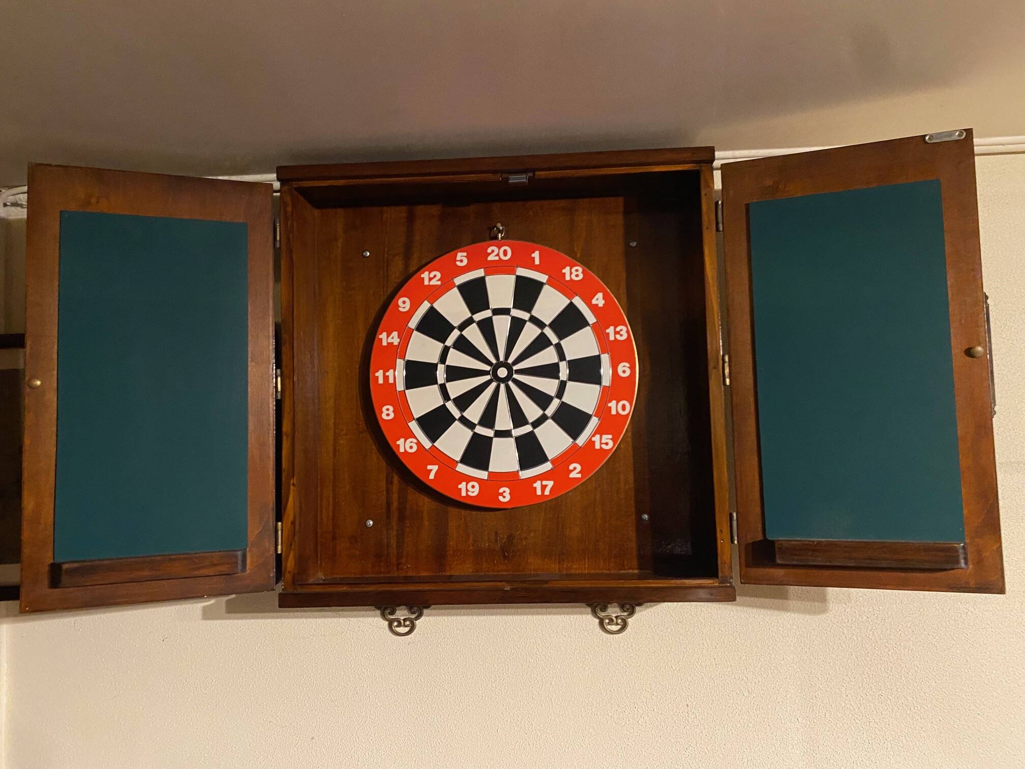 Wall mounted dartboard cabinet