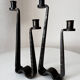 Brutalist wrought iron candlestick pair