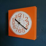 Vintage clock square silent wall clock "Bauknecht orange white"