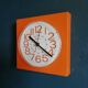 Vintage clock square silent wall clock "Bauknecht orange white"