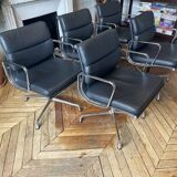 EA208 armchair in dark gray/asphalt Soft Pad leather by Charles & Ray Eames, Vitra for H. Miller