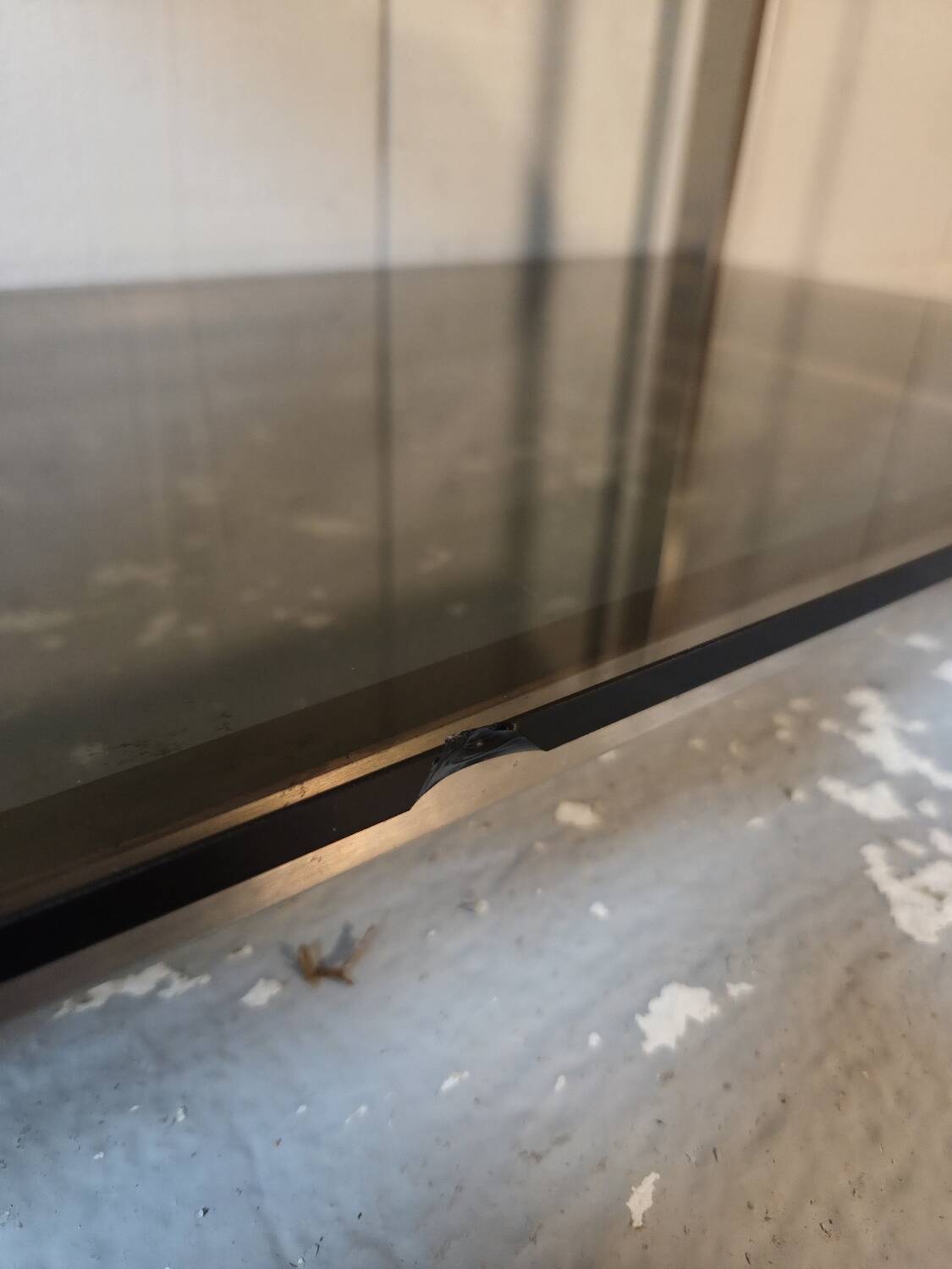 Stainless steel and smoked glass shelf