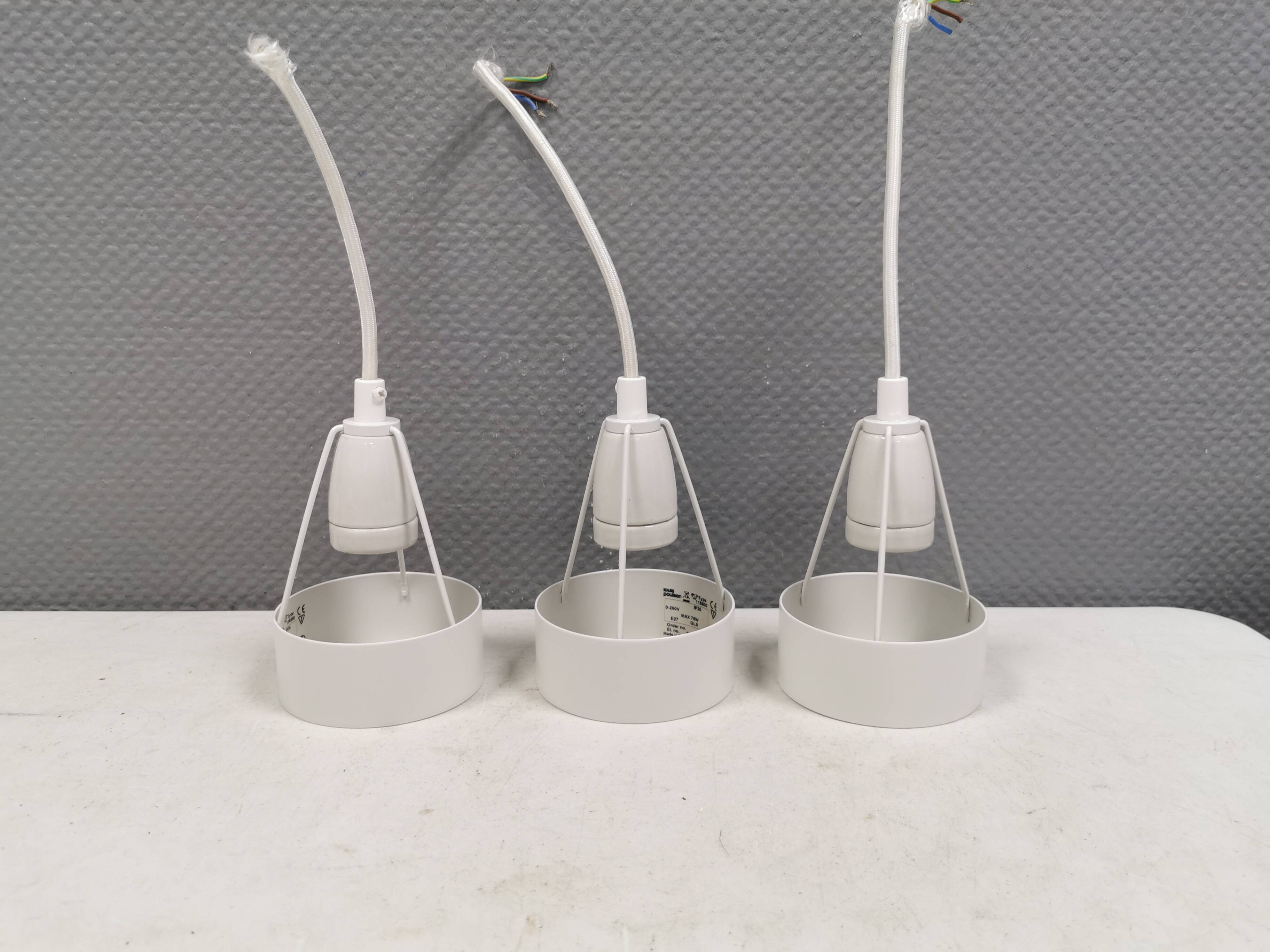 Three hanging lamps by Erik Møller for Louis Poulsen 1980s. Model "Pakhus"
