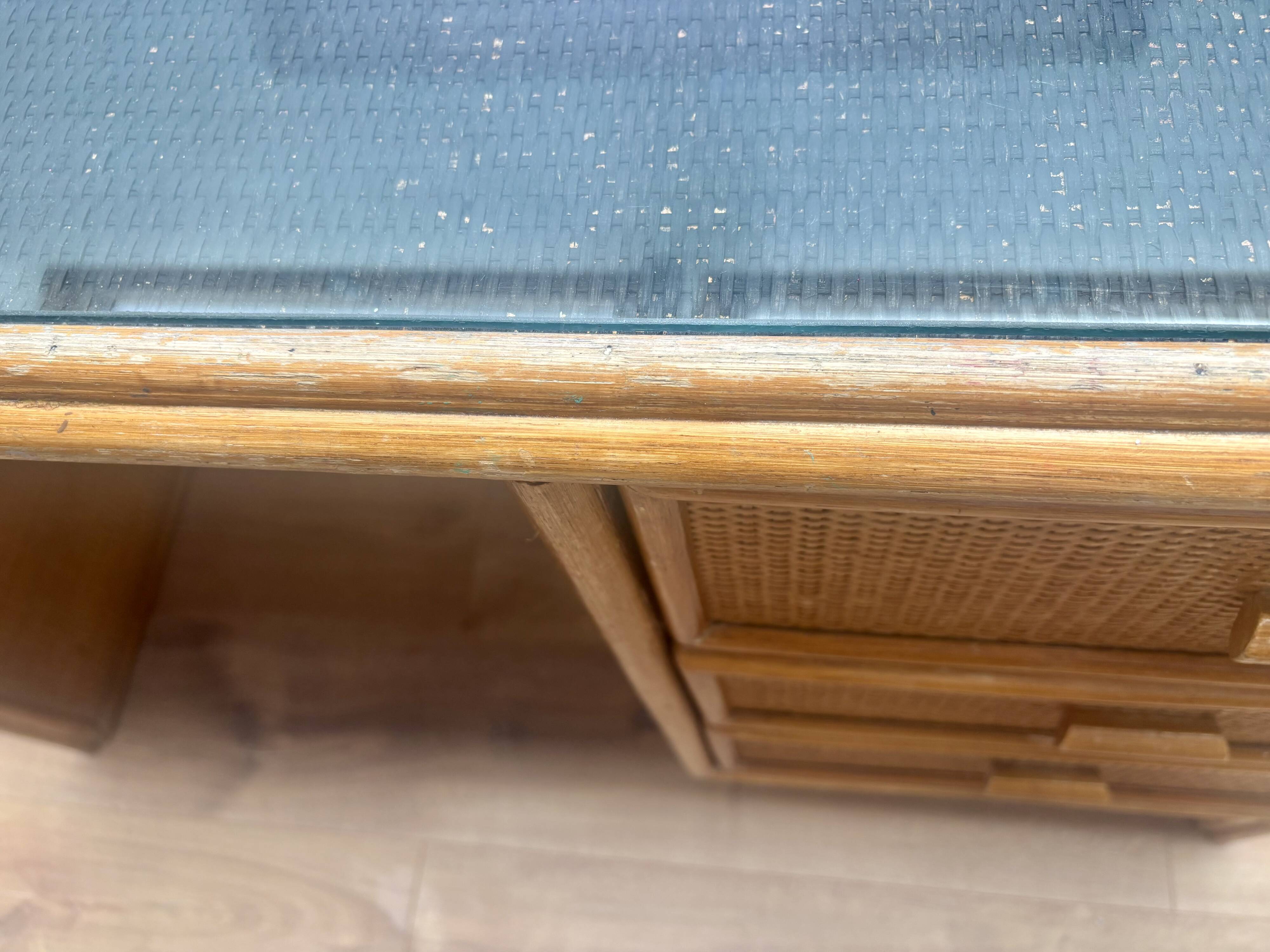 Rattan and bamboo desk