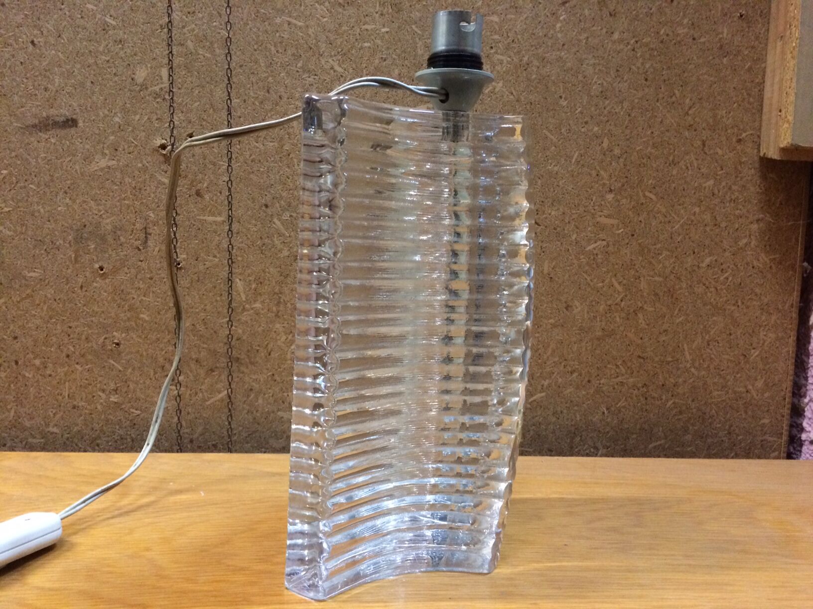 Vintage crystal lamp foot signed daum france - 70s