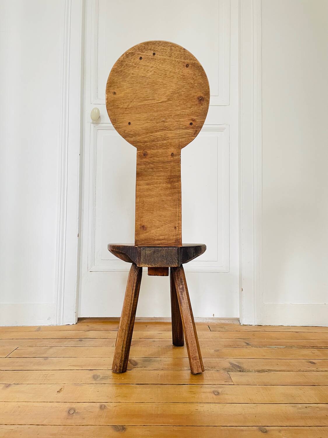 Antique brutalist chair in pine and oak
