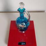 Botella o licorera francesa de cristal azul