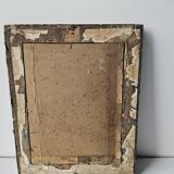 Watercolour painting of pink flowers signed Simonne 1922 in a gilded wooden frame.