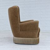 1970s, Danish design, velour chair, original condition, beech wood