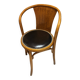Wooden chair with black leather seat