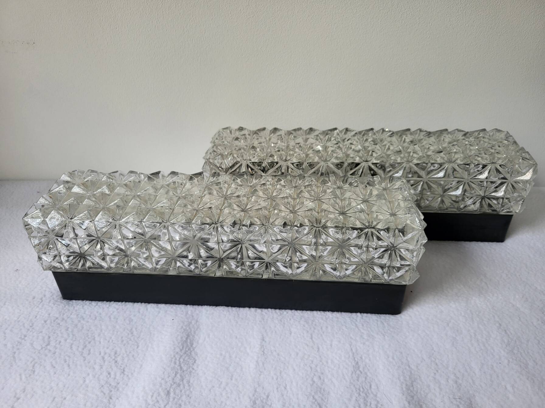 Erco Glass and Bakelite Wall Sconces 1960s, Set of 2 Vintage